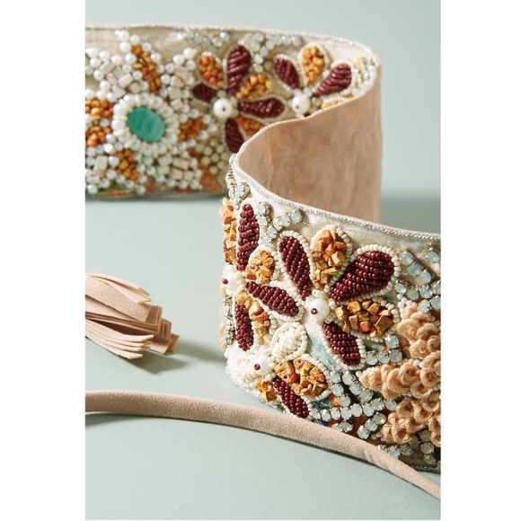 Anthropologie Accessories - ⚡️Anthropologie floral beaded wrap belt tassel